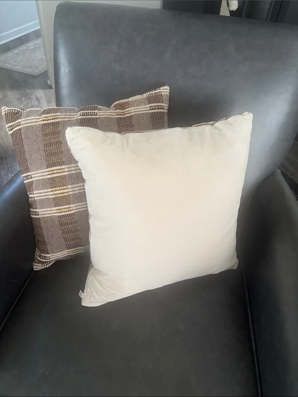 Hearth & Hand Brown and Cream Plaid Accent Pillows - Set of 2